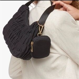 JustFab‎ Mesh Black Ruched Shoulder Bag NWT